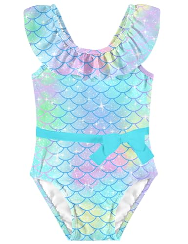 Girls One Piece Swimsuits Toddler Cute Ruffle Bathing Suits Quick Dry Beach Swimwear Size 1-5 Years