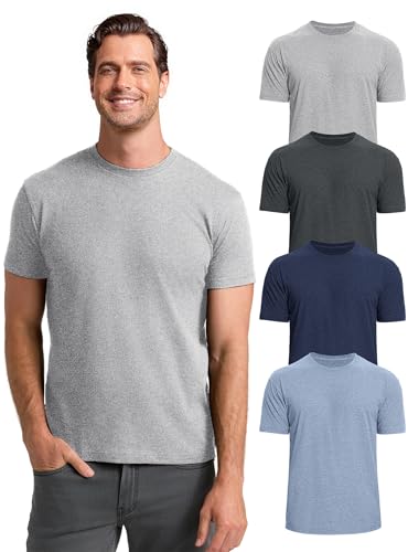 Image of Mens T-Shirts Crew Neck Shirts Athletic Fitted Plain Basic Tees Soft Cotton Blend Comfort T Shirts for Men