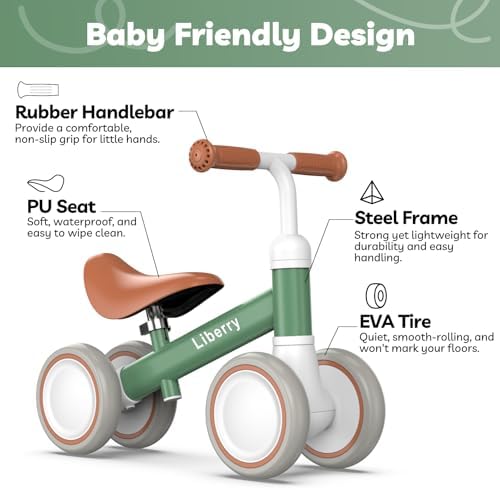 Liberry Baby Balance Bike Ride Toy for 1 2 Years Old Adjustable Seat, Green — view 2