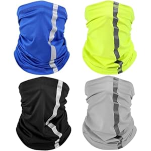4 Pieces Reflective Neck Gaiter Visibility Neon Safety Bandana Wind Dust UV Protection Scarf Bandanas