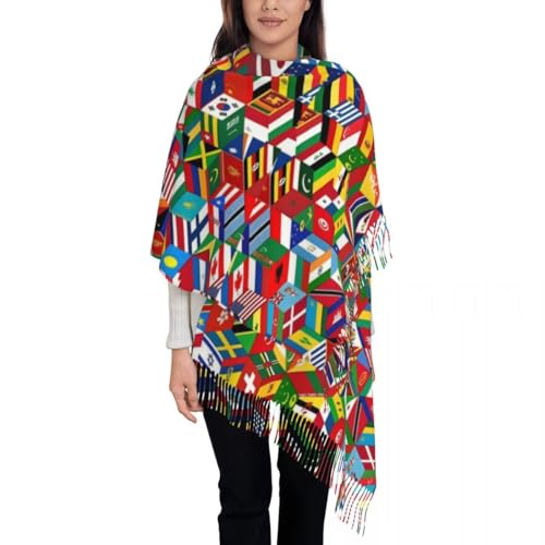 Women Winter Scarves Shawls - Novelty Countries National Flag 3D Print Printed Scarves Wraps Ladies Soft Warm Tasse