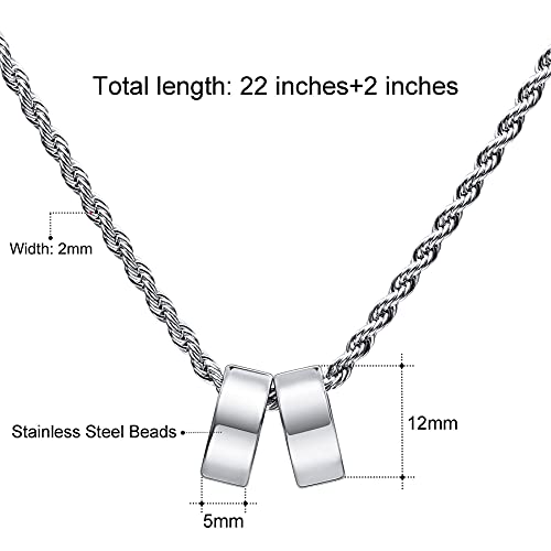MeMeDIY Personalized Necklace 2/3/4/5/6 Charm Beads Custom Engraving Initial Name Date for Men Women Boyfriend Girlfriend Stainless Steel Adjustable Chain anniversary Relationship Jewelry Gift2