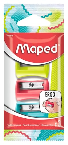 Apontador De Lápis Maped Vivo Cores 3 Unidades.