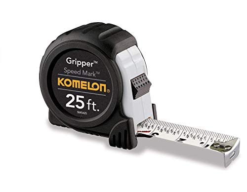 Komelon SM5425 Speed Mark Gripper Acrylic Coated Steel Blade Measuring Tape, 1-Inch X 25Ft, White - 3 Pack