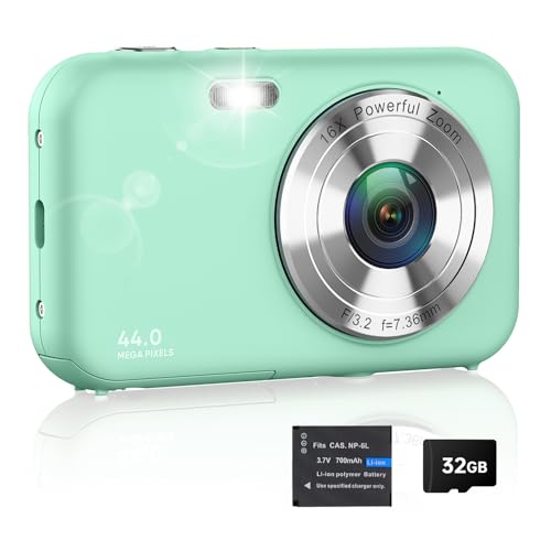 Digitalkamera 1080P 44MP Fotokamera 16X Digitalzoom Kamera, Vlogging Fotoapparat Kompaktkamera mit 2,4' LCD Bildschirm