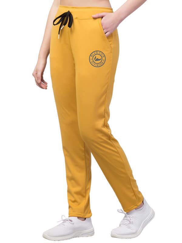 Image of BLUECON Women's Plain Solid Regular Fit Straight Leg Open Bottom Polyester Track Pant /Plazo Pant with Brand Logo