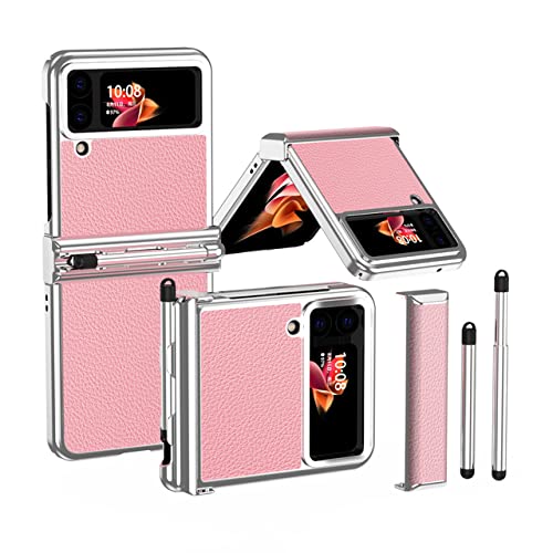 Coque en cuir plaqué pour Samsung Z Flip 3 et 4, l'alliance de l'argent et du rose