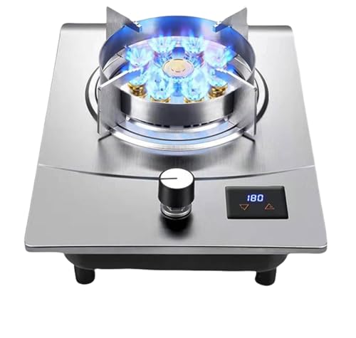 Ameckeシングルバーナーガスストーブクックトップ、RVガスストーブの強化ガラスパネルドロップ、7.0KwボートキャラバンRVガスストーブトップ、キャンピングカー屋外調理用ガスキャンプストーブ 9室強火 強火99分タイマー付 失火防止装置付 天然ガス/L