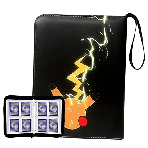 Card Binder for Trading Cards, 4-Pocket Trading Card Binder Holder Fits 400 Cards with 50 Removable Sleeves, Compatible Card Album Collector Binder for Boys Girls