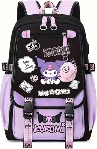 LOPOTION Kawaii Kur-omi Anime Backpack with Extra-Large Storage Space Comfortable Straps, 17 Inch Travel Hiking Daypacks Rucksack for Boys Girls Men Women