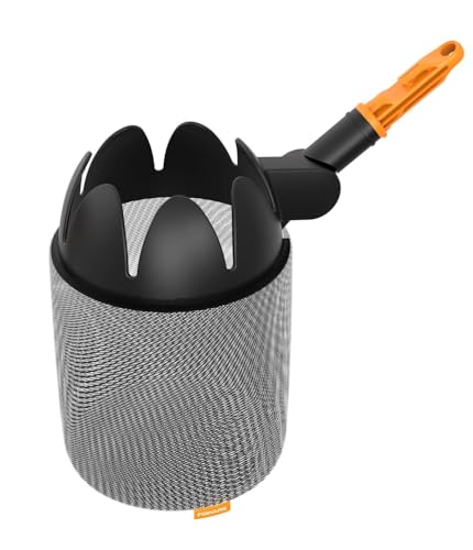 Fiskars OneClick Cueilleur de Fruits, Embout avec Filet Souple, Changement Facile en Un Clic, Lavable en Machine, Noir/Orange, 1080692
