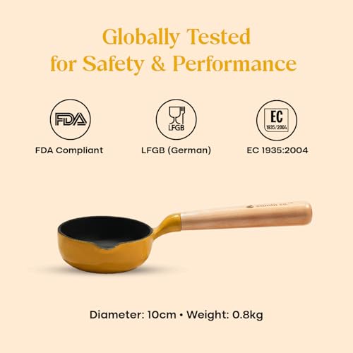 Image of CUMIN CO. Cast Iron Tadka Pan | 10cm| Induction Base Cookware | 10 Years Warranty | Non Toxic Small Tadka Pan for Spice Tempering /Seasoning | Chemical Free Coating | Mustard