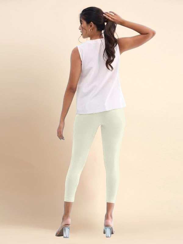 Image of TRENDMALLS Women's Microfiber Elastane Stretch Soft Cropped Leggings with Ultrasoft Waistband for Women