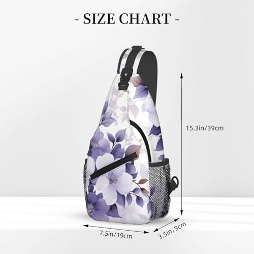 Bolso bandolera con patrón de flores moradas para mujer y hombre miniatura 3