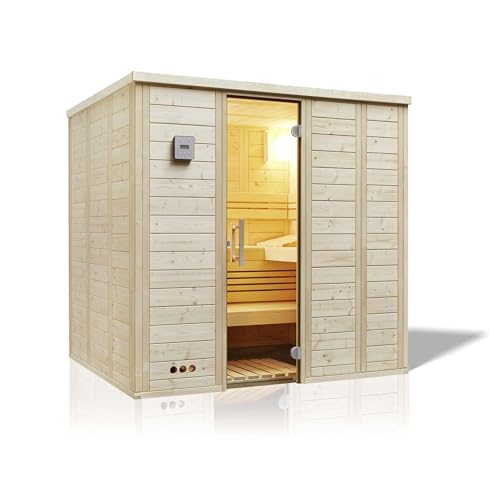 Infraworld Urban 164 gerade Saunakabine Massivholzsauna Fichte 211x164x200 cm Sauna Urban gerade 209 OHNE Saunaofen und Steuerung