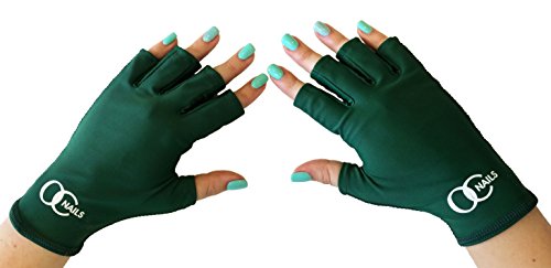 OC Nails UV Shield Glove (EMERALD GREEN) Anti UV Glove for Gel Manicures with UV/LED Lamps