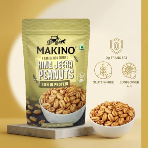 Image of Makino Hing Jeera Roasted Peanuts Pack of 2 (140gm) Each | Roasted Peanut Snacks | Delicious Party Snacks Earthy Indian Flavors | Authentic Desi Taste Crunchy Peanuts | Perfect for Gatherings & Celebrations |