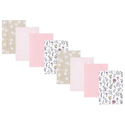 Image of Hudson Baby Cotton Poly Flannel Burp Cloths Multipack, Dandelion Wish 8-Pack, One Size