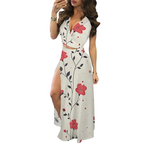 Image of MESLIMA Two Piece Dresses Sets for Women Summer Boho Maxi Dresses