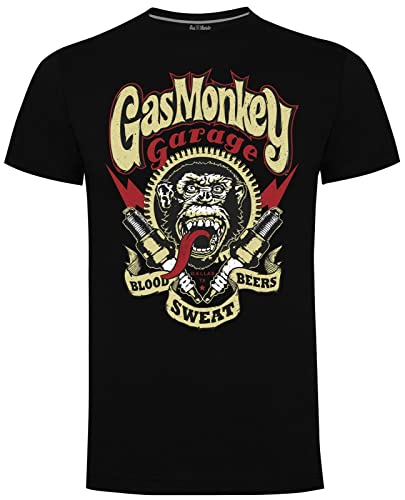 Gas Monkey Garage Mens Gents Spark Plugs Camiseta blanca, Color negro., 3XL Cover