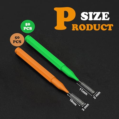 Image of Patelai 100 Pieces Braces Dental Brush for Cleaner Interdental Toothpick Dental Tooth Flossing Head Oral Hygiene Flosser Toothpick Cleaners Tooth Tool(Green,Orange,Mixed Size)