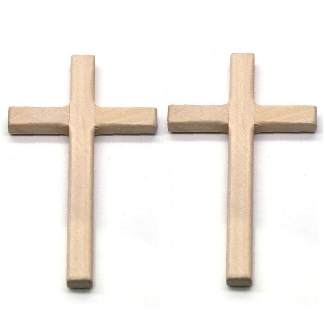 Luxylei Wooden Cross 2pcs Vintage Religious Catholic Handcrafted Plaque 4.7inch Small Hanging Wall Crucifix Hanging Cross for Home Wall Decor