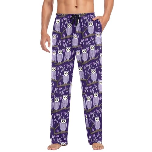 Pantalon de pyjama homme avec cordon et poches vêtement de nuit violet L