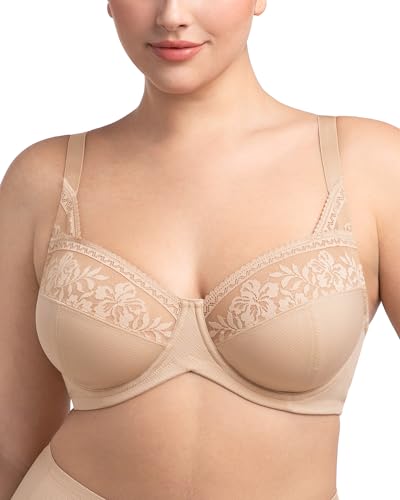 Image of HSIA Minimizer Bras for Women Large Bust Full Coverage Lace Plus Size Bra - Mermaid Scales