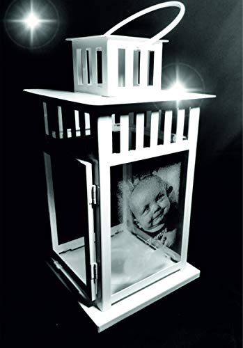 ENGRAVED PHOTO ETCHED MEMORIAL LANTERN GRAVE, CANDLE PET LOSS