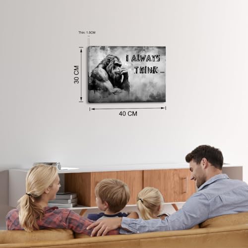 PIY PAINTING 動物の室内装飾画、 チンパンジーの芸術装飾絵画、 リビングの装飾的な絵画、 考える人 アート キャンバス プリント、考えるオランウータン、 キャンバスウォールアート写真、 簡単な取り付け、 ベッドルーム リビングルーム 書斎 オフィス ヨガルーム 寮 壁飾り、 30x40 cm、 内蔵木枠付き完成品