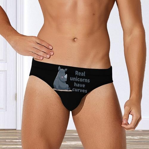 Real Unicorns Have Curves Rhinocerus Men's Swim Briefs Low Waist Bikini Swimsuit Underwear Beach Swimwear4