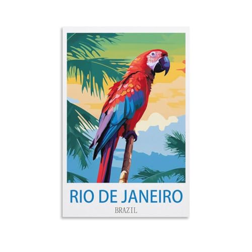 HeyBox Impression sur toile vintage de Rio de Janeiro Brésil - Décoration murale pour maison, bureau, salon - 20 x 30 cm