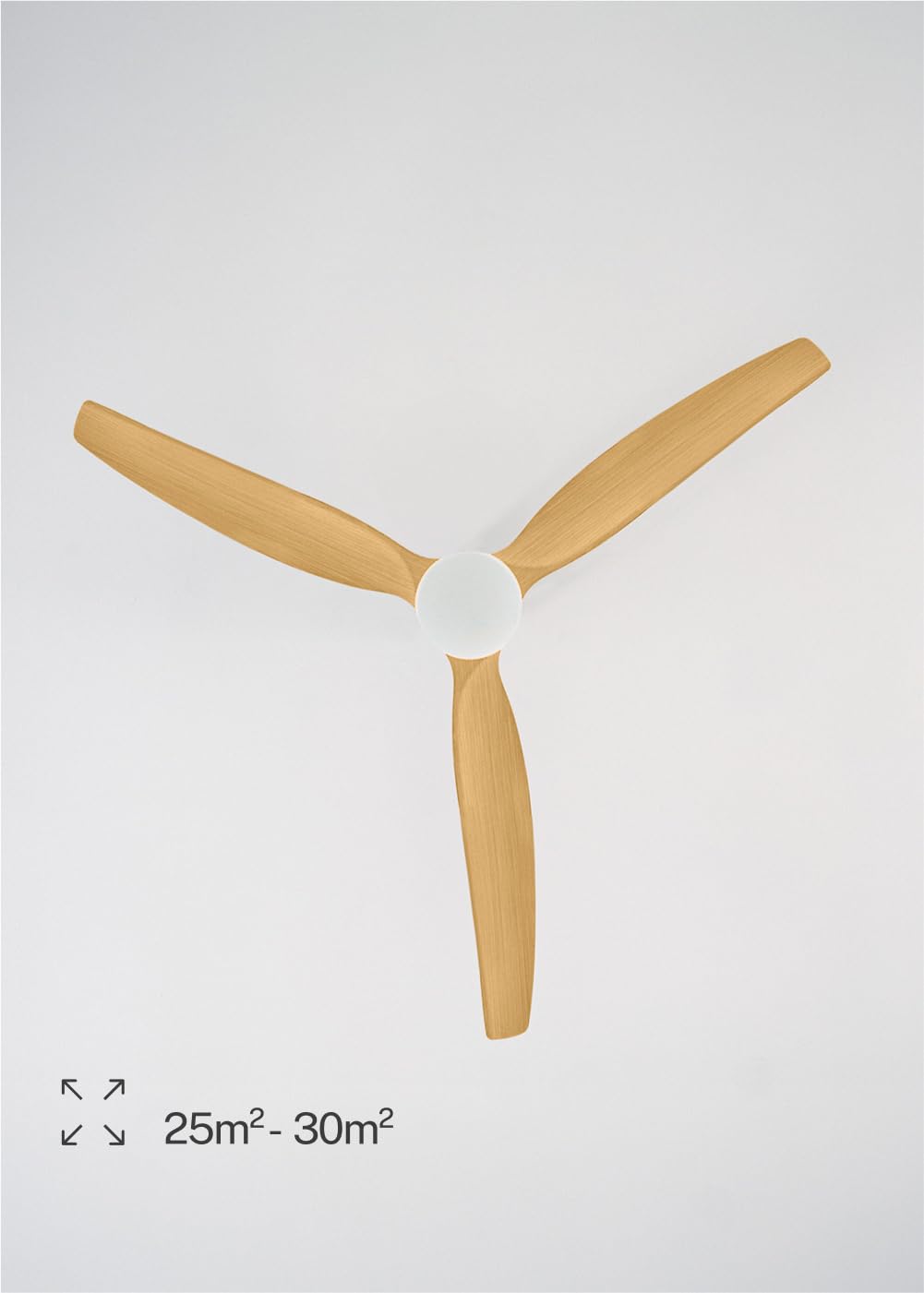 CREATE / WINDCALM L/Ventilateur plafond ABS blanc pales bois clair contrôleur et télécommande / Ø152 cm, 3 températures, fonction été-hiver