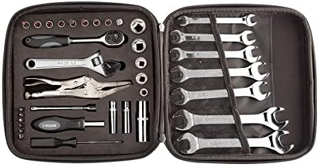 Backcountry Tool Kit-Compact Lightweight Repair Set in EVA Protective Case for Snowmobile, ATV, UTV, Dirtbike Metric/SAE Wrenches and Mini 1/4" Ratchet, Locking Pliers, Spring Puller Tool