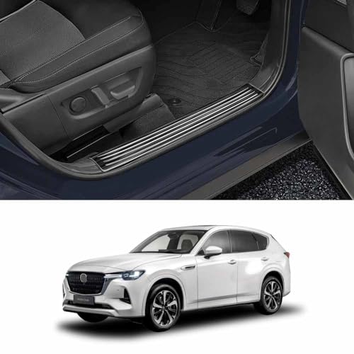 マツダ cx-60 サイドスカッフプレート サイドステップガード 傷防止 アクセサリー カスタムパーツ 4p 内側 ブラック MZ331