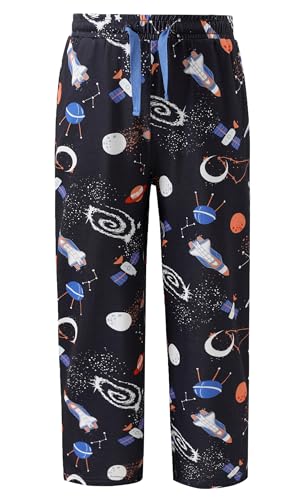 Boys Casual Print Pants Loose Elastic Waist Long Trousers with Pockets