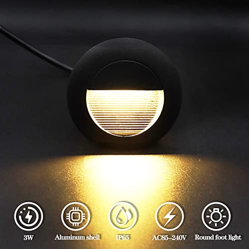 FWoche 3W Wall Recessed Lamp Stair Lights Warm White, Round Staircase Light, LED Step Night - Image 3