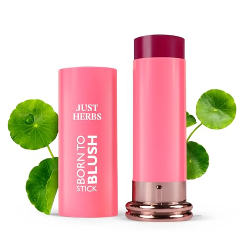 Image of Just Herbs Dewy Glow Blush Stick with Shea Butter & Cica for Eyes Cheeks and Lips For Women