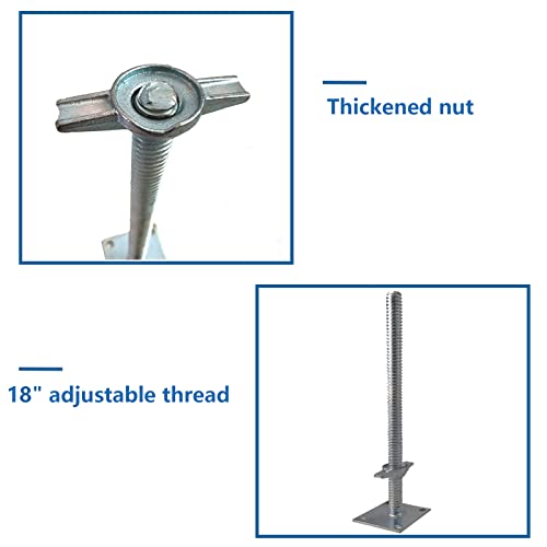 4 pack adjustable leveling jack solid screw jacks with base plate for baker-style scaffolding silver