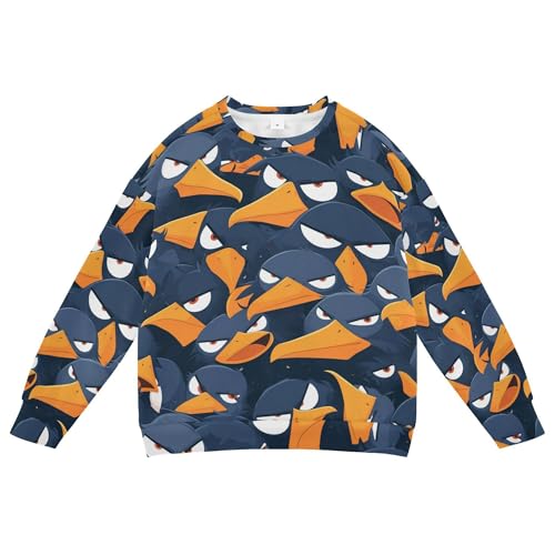 JUNZAN Cartoon Albatross Black Little Girls Sweatshirt Hoodie Crewneck Sweatshirts for Boys Athletic 4T