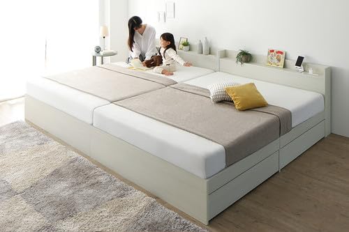 棚コンセント付き大型引き出し天然木調収納ベッド Ever X K&Q 棚コンセント付き大型引き出し天然木調収納ベッド Ever X K&Q