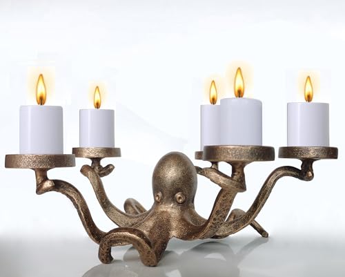 BSTGIFTS Iron Octopus Tealight Holder - Decorative Octopus Candle Holder - Octopus Tea Light Candelabras