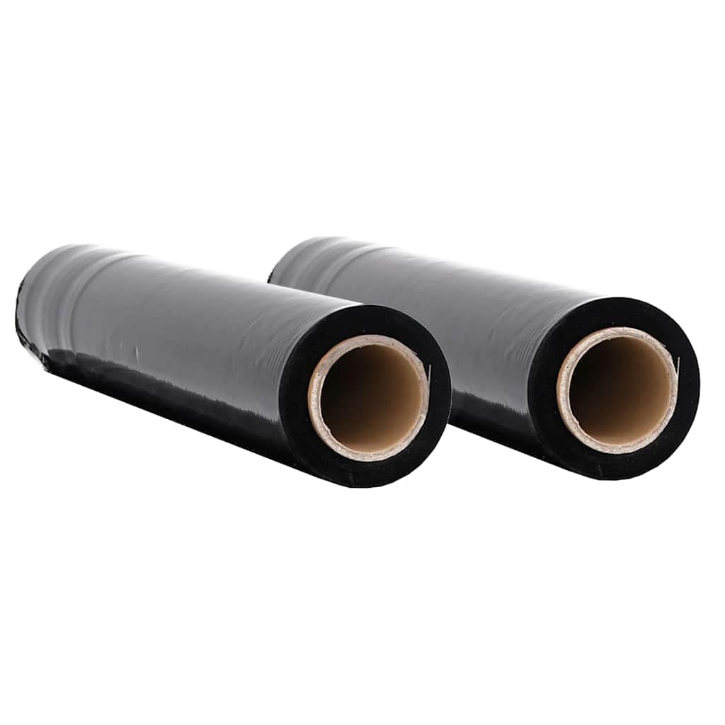 Stretchfolie 2 Stk Schwarz 30 μm 50 cm x 300 m | Aus PE-Material, hohe Reißfestigkeit, Schutz vor Staub und Schmutz, für Möbel und Kartons