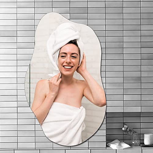 Woodworth Irregular Mirror Wall Decor 19.7 X 33.5 Inch,Frameless Vanity Mirrors For Living Room Bedroom Home Office #TOP4