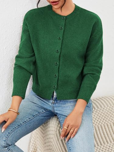 Image of Ibeauti Cropped Cardigan Sweaters for Women 2026 Trendy Spring Y2k Outfit Long Sleeve Button up Open Front Short Knit Sweater
