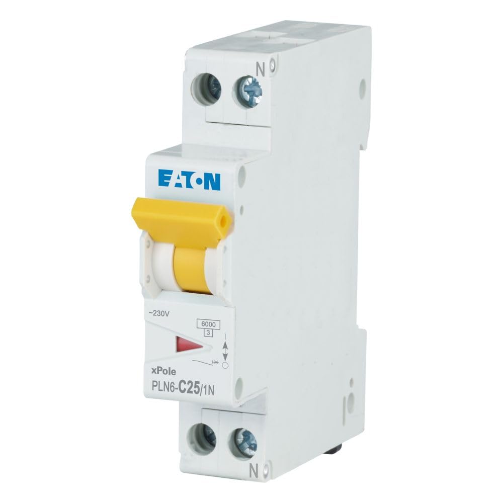 Eaton PLN6-C25/1N-DE Leitungsschutzschalter 25A 1P+N 1-polig+N C-Charakteristik LS-Schalter 1 TE eine Teilungseinheit breit (263284)