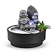Zimmerbrunnen Zen Garten, Buddha-Statue, abnehmbar, buntes LED-Licht, Dekoration für entspannende Atmosphäre, Garten, Zen, weißer Sand, Tischbrunnen, geschlossener Kreislauf, H21 cm – Sikhi Zen’Light