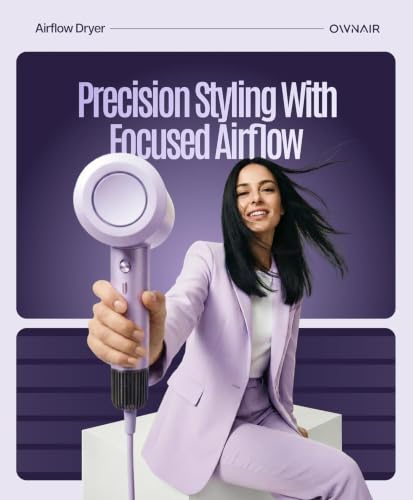 Image of OWNAIR Hair Dryer for Women - AI High Speed Professional Ionic Blow Dryer with Smart Temperature Control, Fast-Drying Airflow, Lightweight Low-Noise Salon Hair Dryer for Frizz-Free Styling (Purple) (Blue)