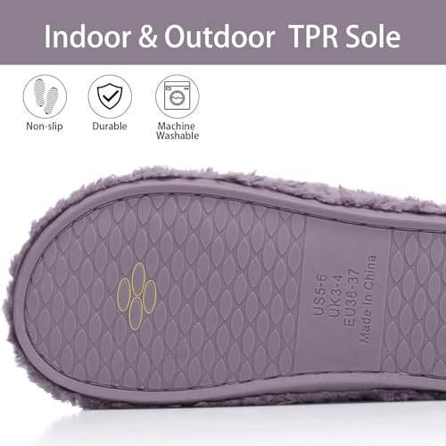 Image of GOEWY Fuzzy Open Toe Slippers for Women Indoor Cozy Memory Foam Slip On House Slides Shoes Gifts for Womens Her Mom