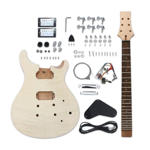 WUQIMUSC DIY E-Gitarre Kit Prs Stil HH Pickups 22 Bund 24.75 Zoll bauen Sie Ihre eigenen
